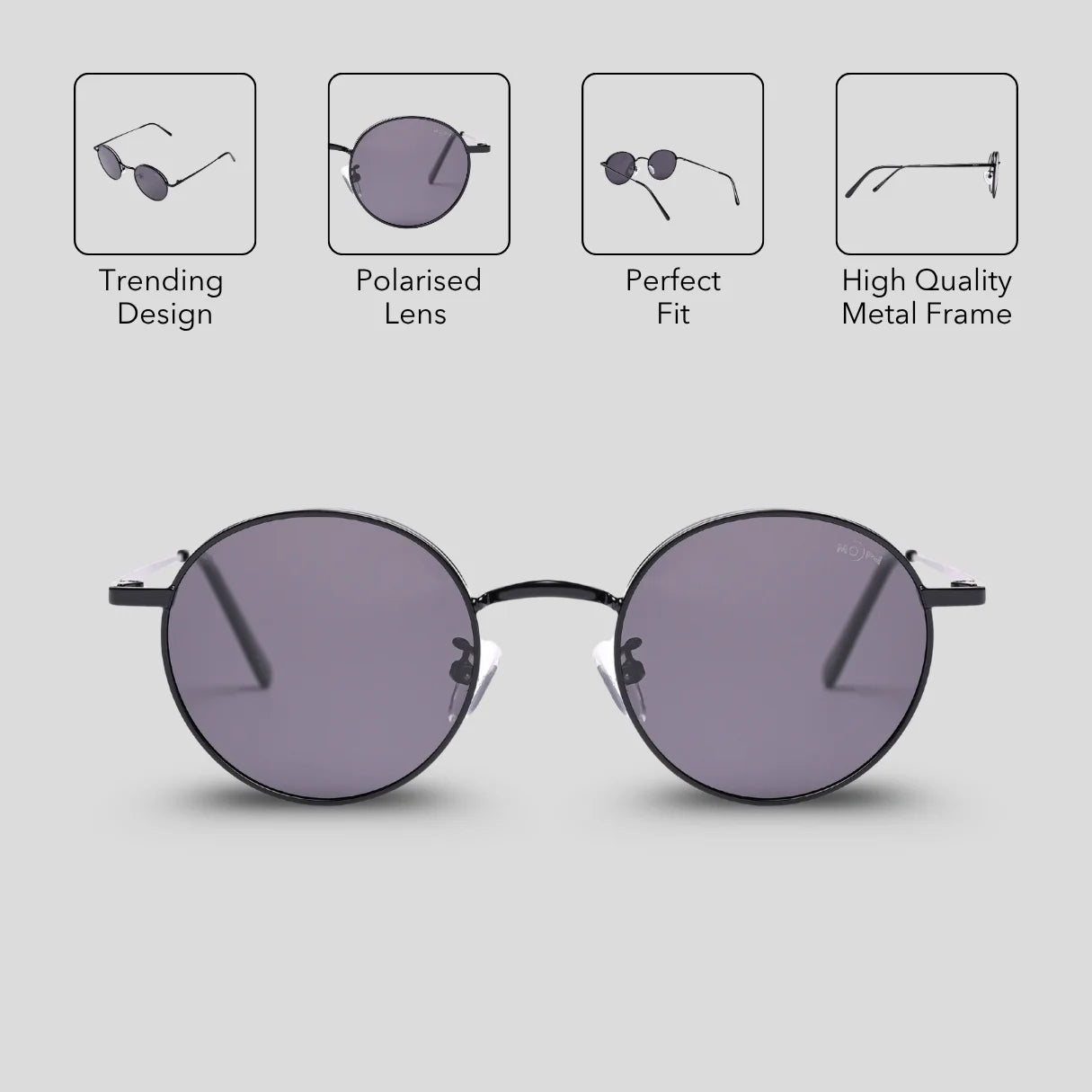 MOONX CLASSIC DIONE – Polarised Round Metal Sunglasses (Unisex)