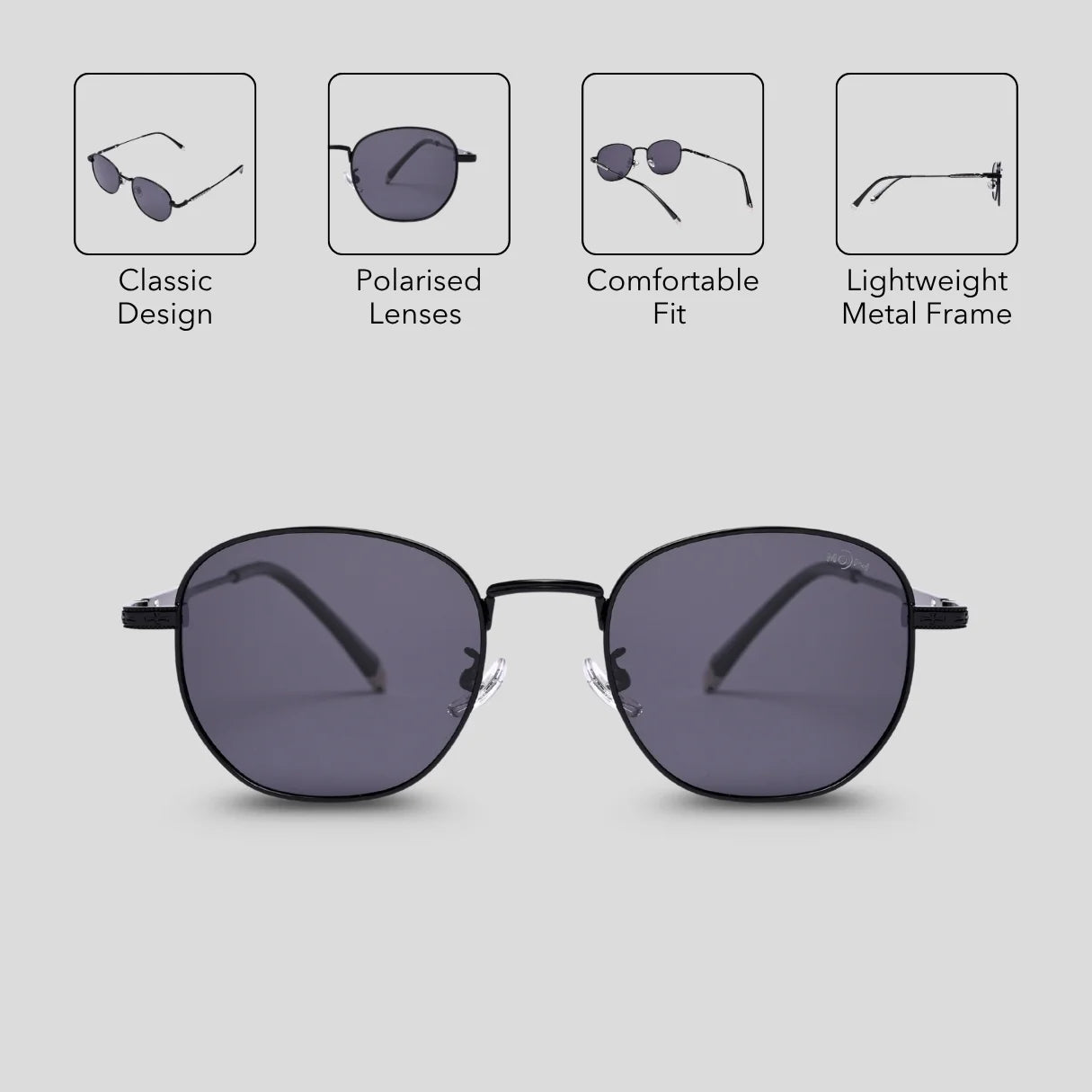 MOONX CLASSIC STREAK – Polarised Round Metal Frame Sunglasses (Unisex)