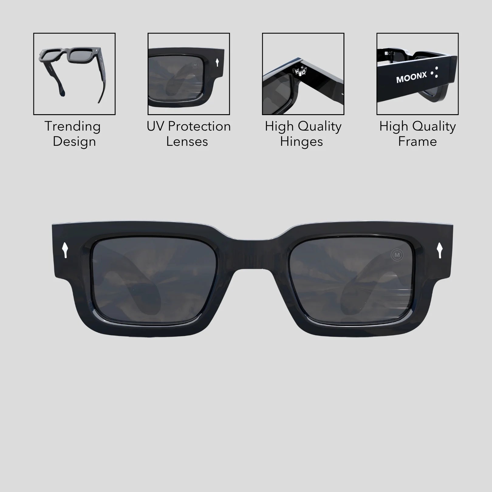 MOONX ATLAS – UV400 Bold & Rectangular Sunglasses (Unisex)