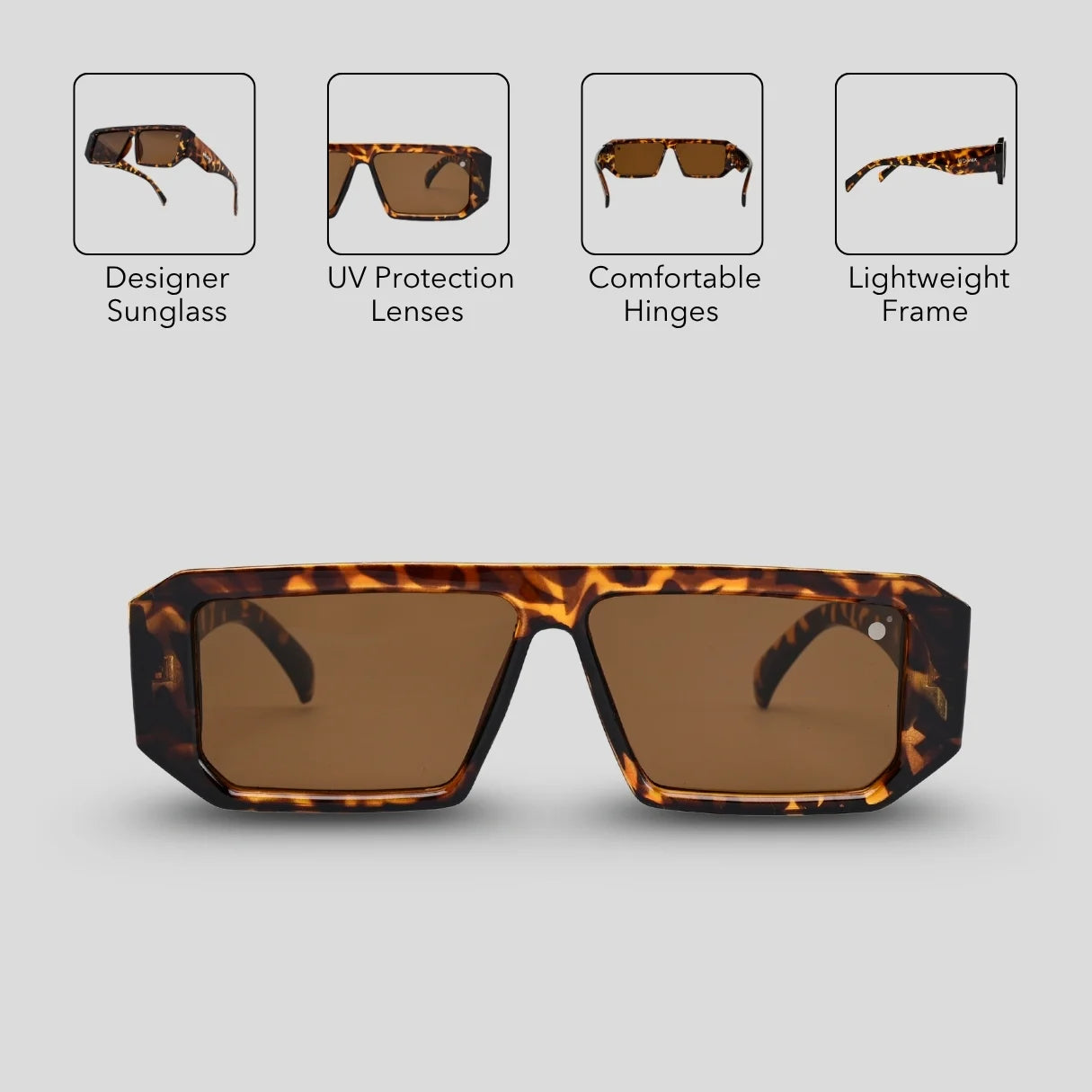 MOONX LUNA S2 - UV400 Premium & Bold Rectangular Frame Sunglasses