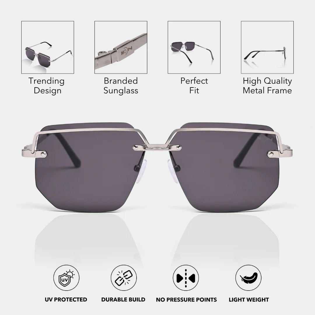 MOONX DEIMOS S2 – Futuristic Metal Frame Sunglasses (Unisex)