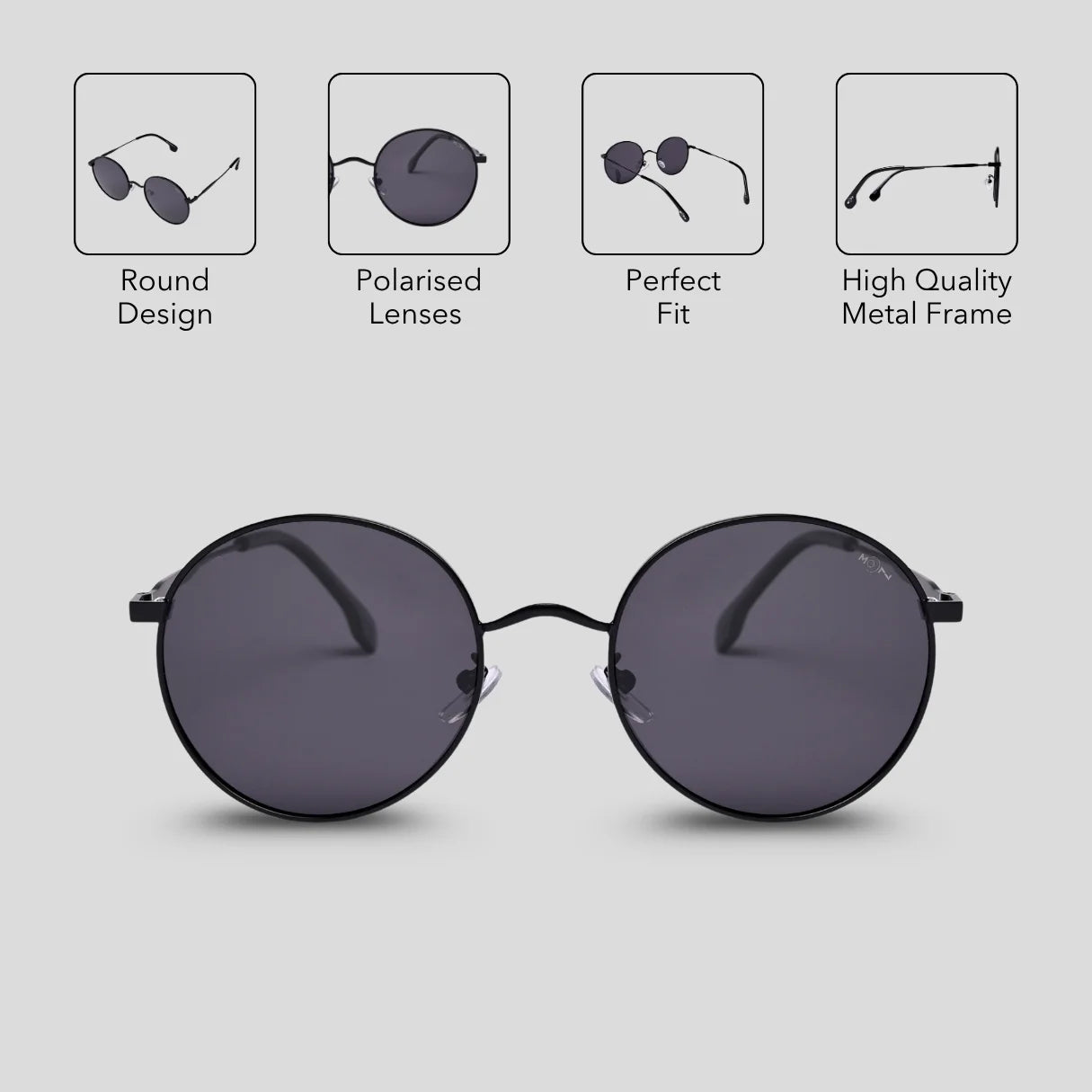 MOONX ROUNDS– Polarised Round Metal Frame Sunglasses (Unisex)