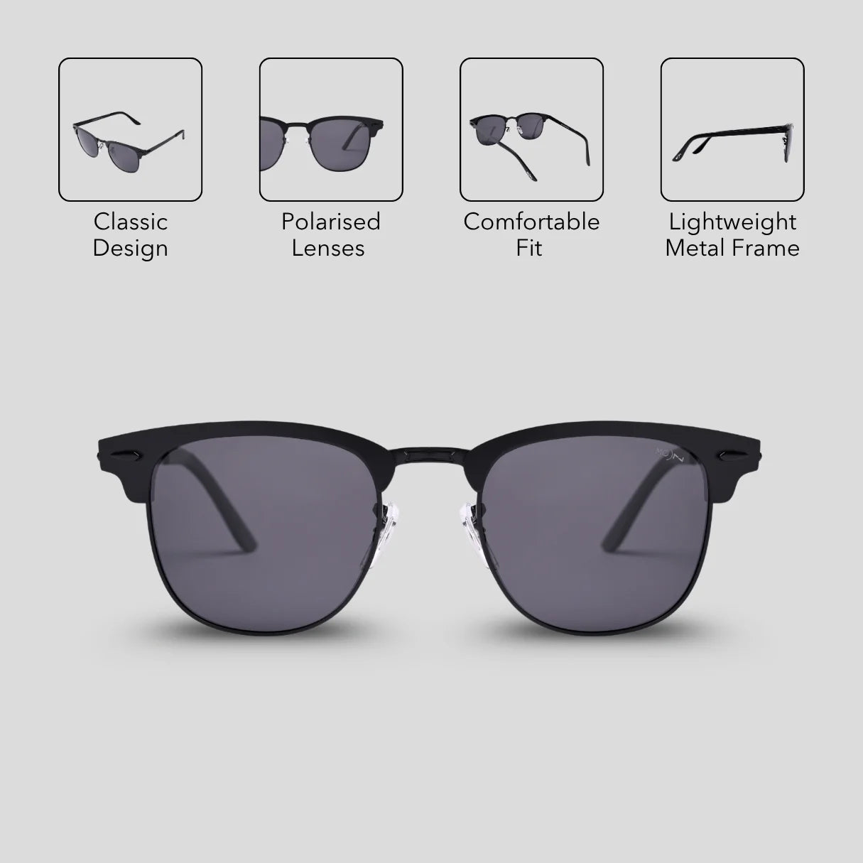 MOONX CLASSIC CLUB S1 – Polarised Clubmaster Sunglasses (Unisex)