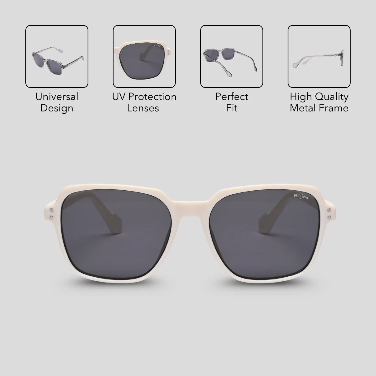 MOONX ROMAN S2 – UV400 Square PC Frame Sunglasses (Unisex)