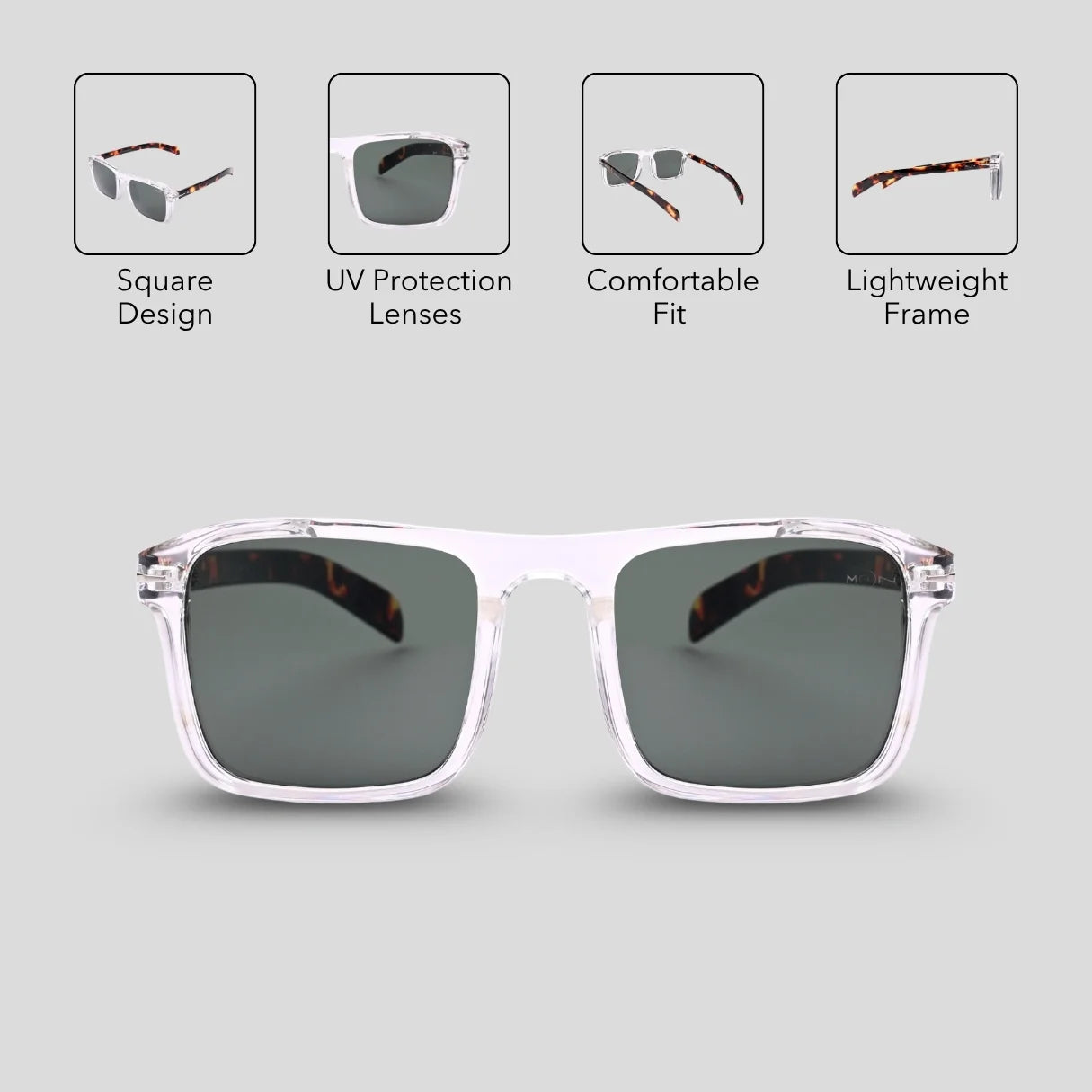 MOONX CRISIUM S3 (Exclusive) – UV400 Trending Rectangular Sunglasses (Unisex)