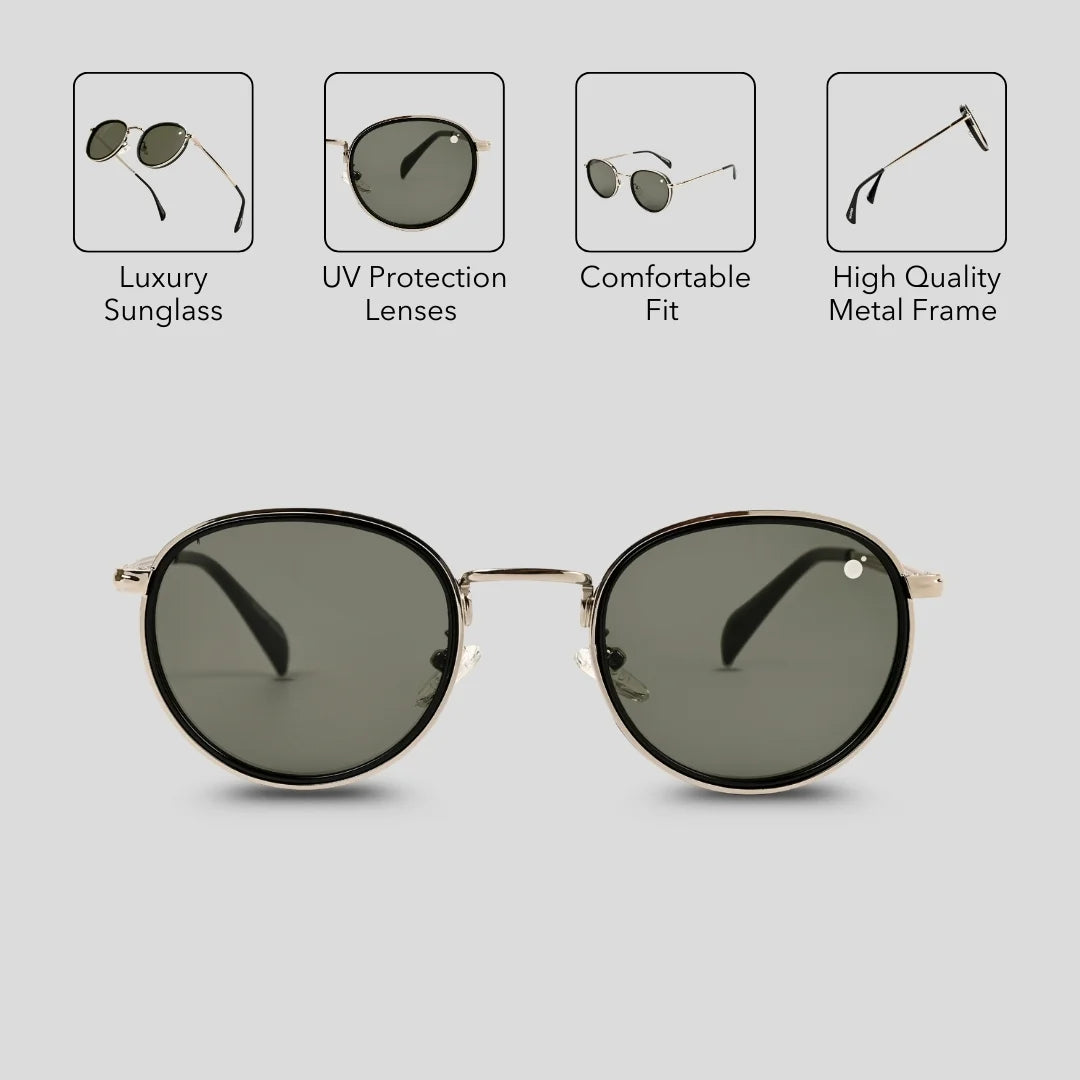 MOONX GALAXY S15 – UV400 Round Metal Luxury Sunglasses (Unisex)