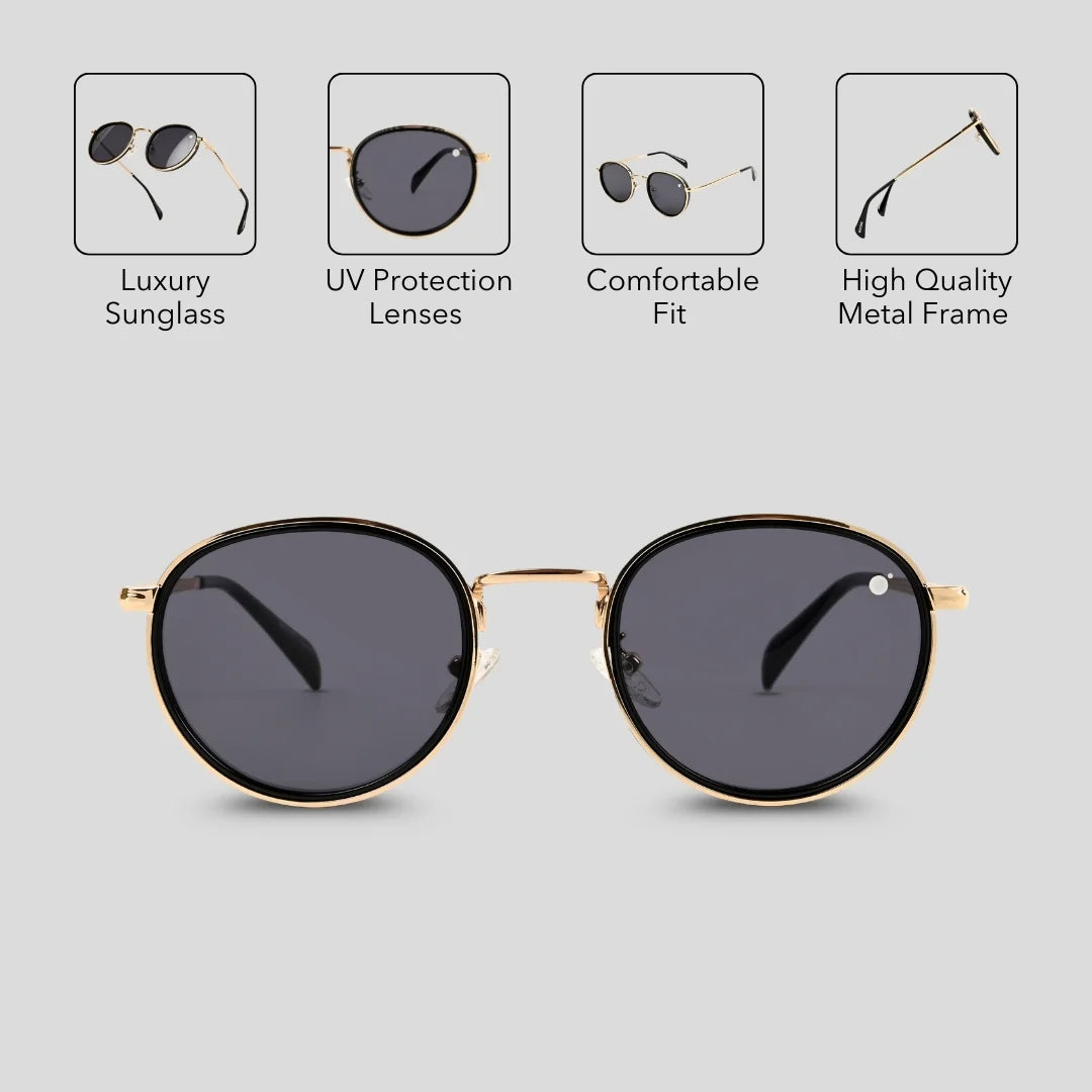 MOONX GALAXY S3– UV400 Round Luxury Metal Sunglasses (Unisex)