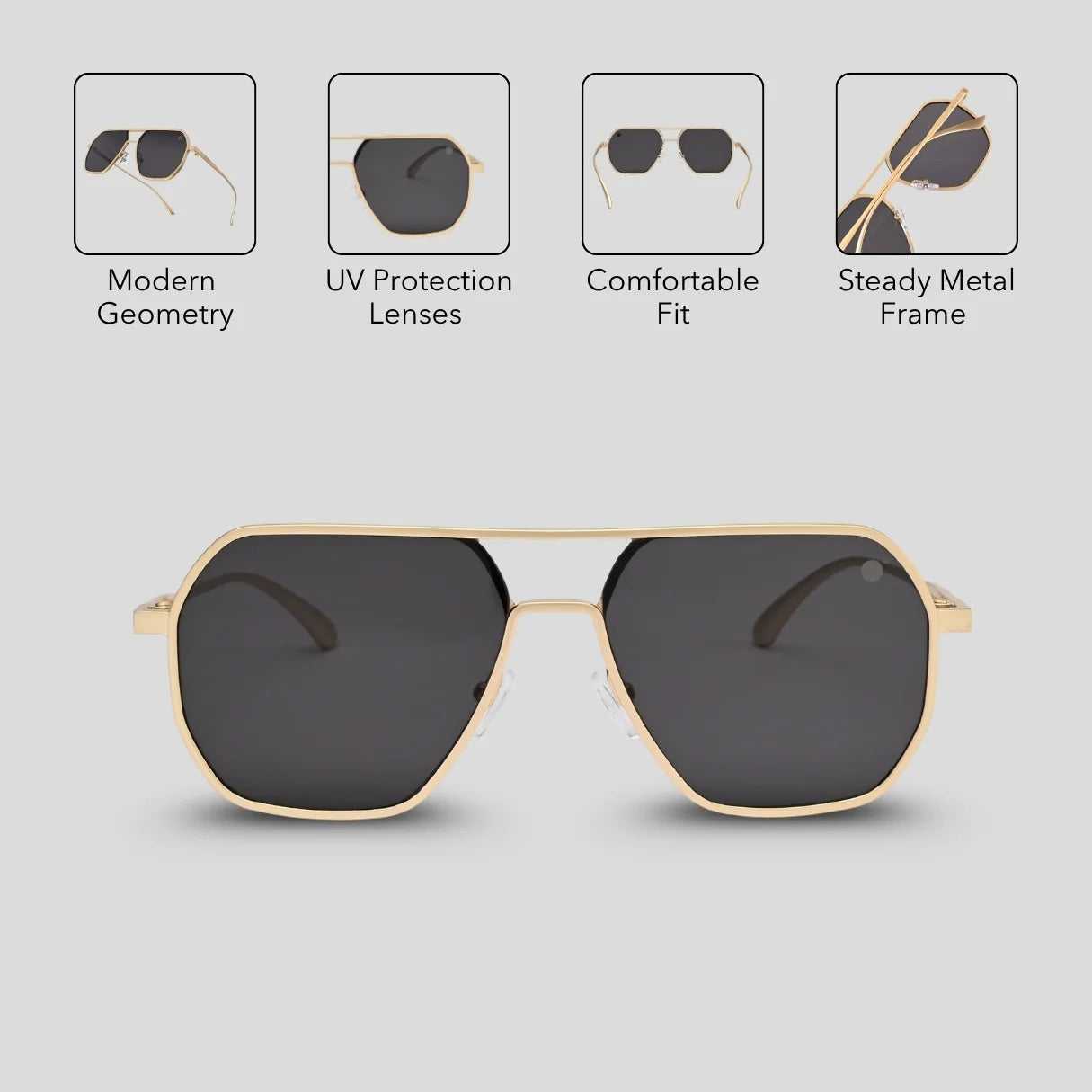 MOONX THYONE S2 – UV400 Aviator Metal Frame Sunglasses (Unisex, Trending)