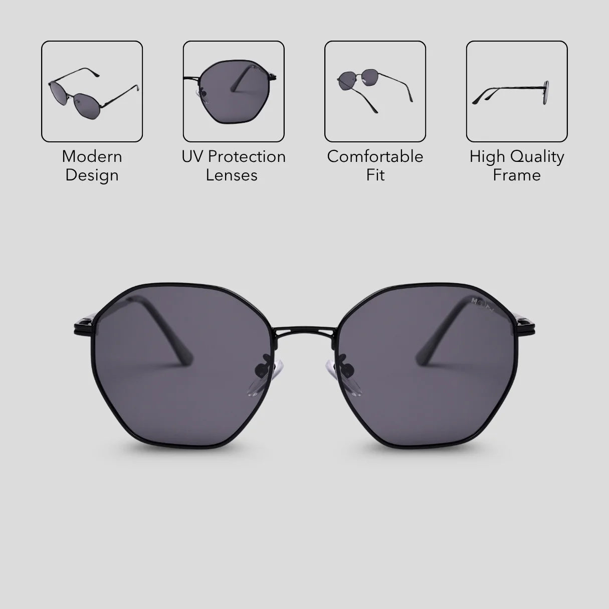 MOONX MIRANDA S1 – UV400 Geometric Round Metal Sunglasses (Unisex)