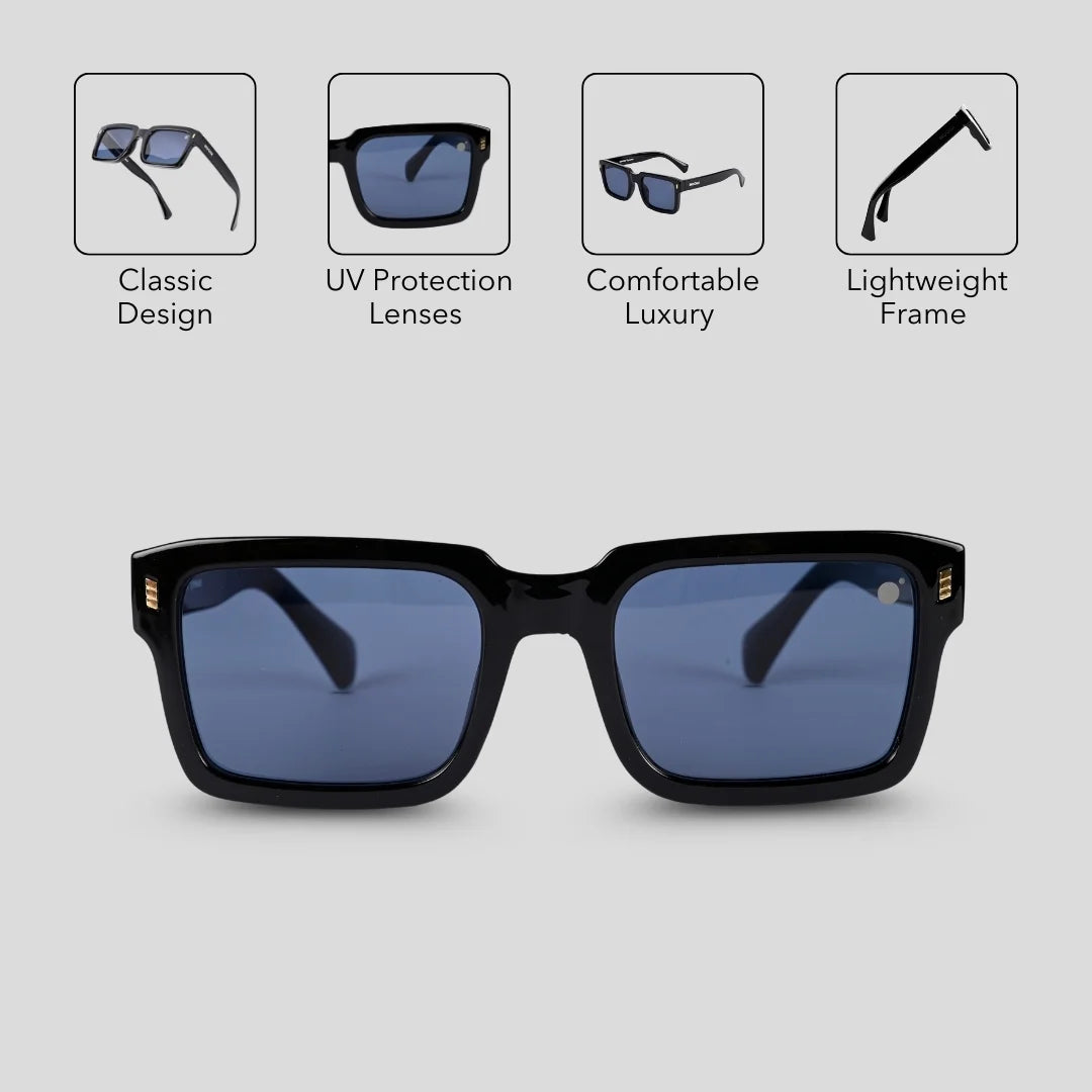 MOONX AURA S1 – UV400 Sleek Rectangular Sunglasses (Unisex)
