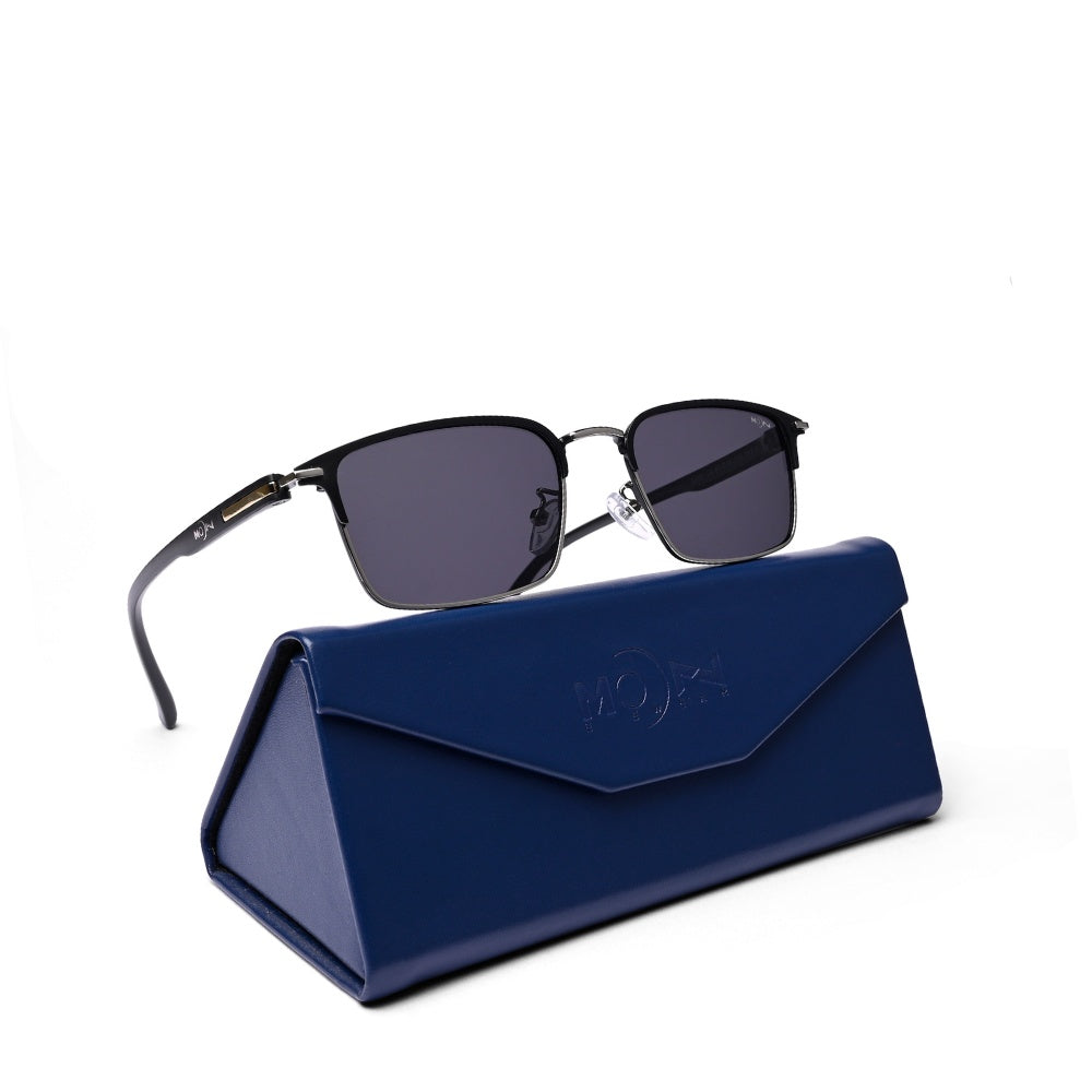 MOONX THEIA S14– Polarised Rectangular Metal Frame Sunglasses (Unisex)