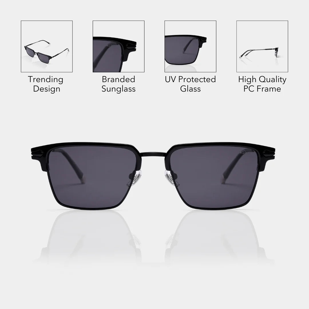MOONX CLUB – Polarised Rectangular Metal Sunglasses (Unisex)