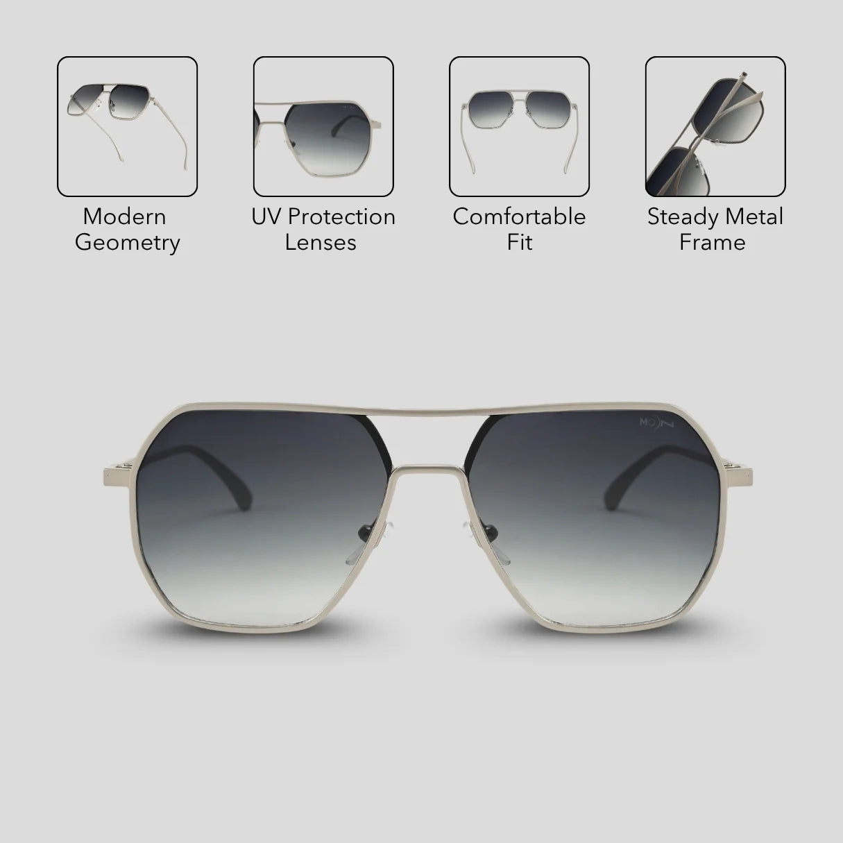 MOONX THYONE S4 – UV400 Aviator Metal Frame Sunglasses (Unisex, Trending)