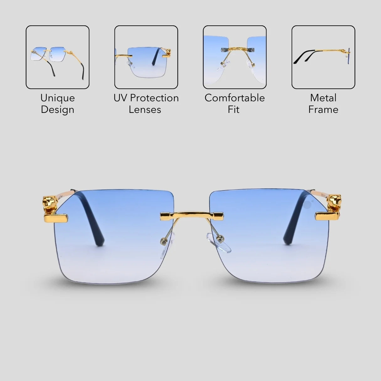 MOONX JAGUAR S2 – Modern Rimless Geometric Sunglasses (Unisex)