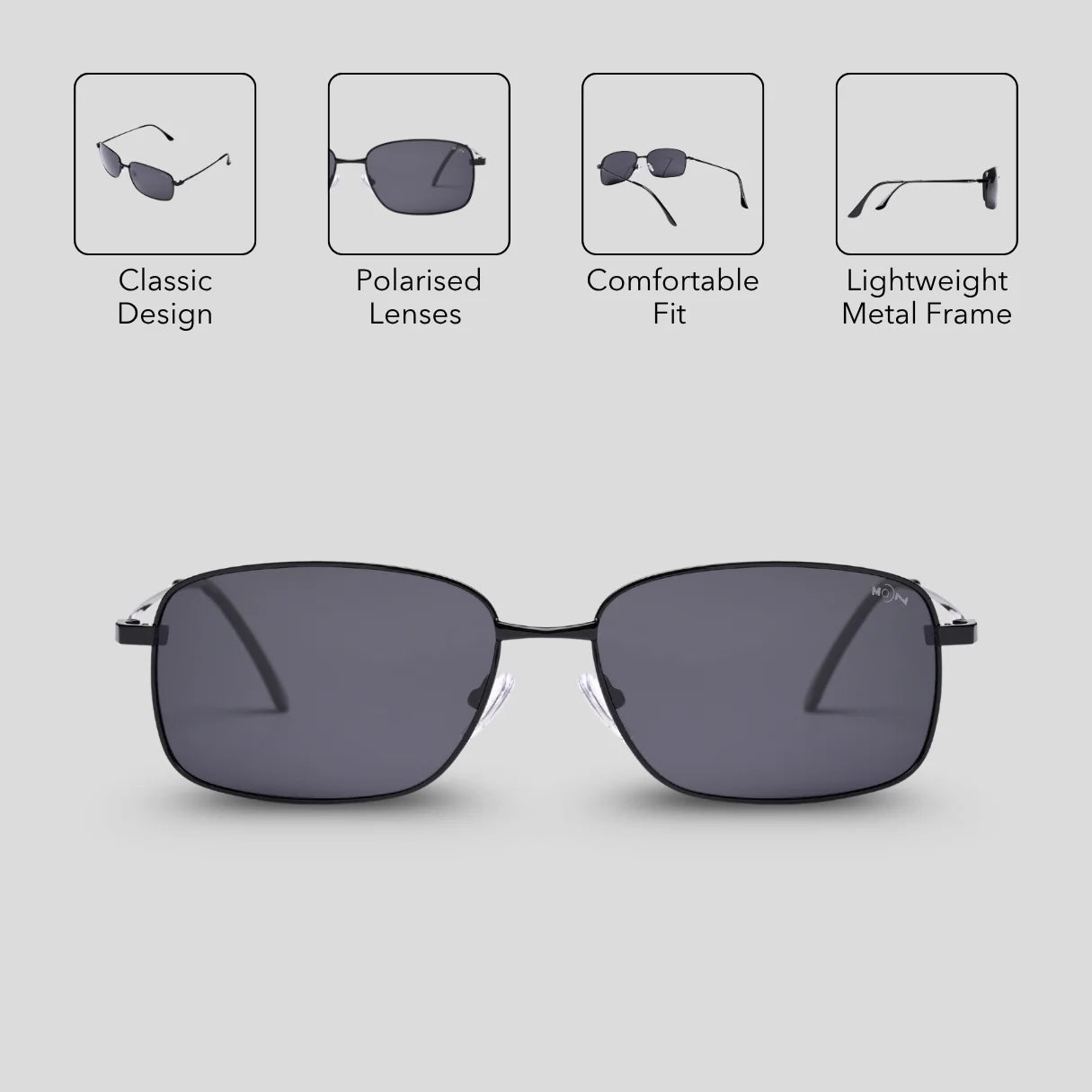 MOONX EXPOSE S1 – Polarised Metal Wrap‑Around Sunglasses (Unisex)