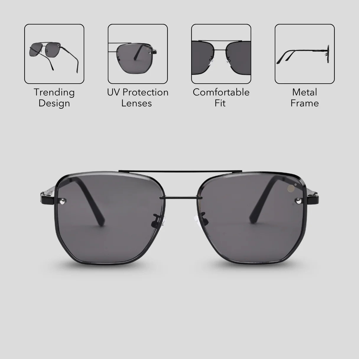 MOONX CELEBRITY BLACK – UV400 Celebrity Inspired Sunglasses (Unisex)