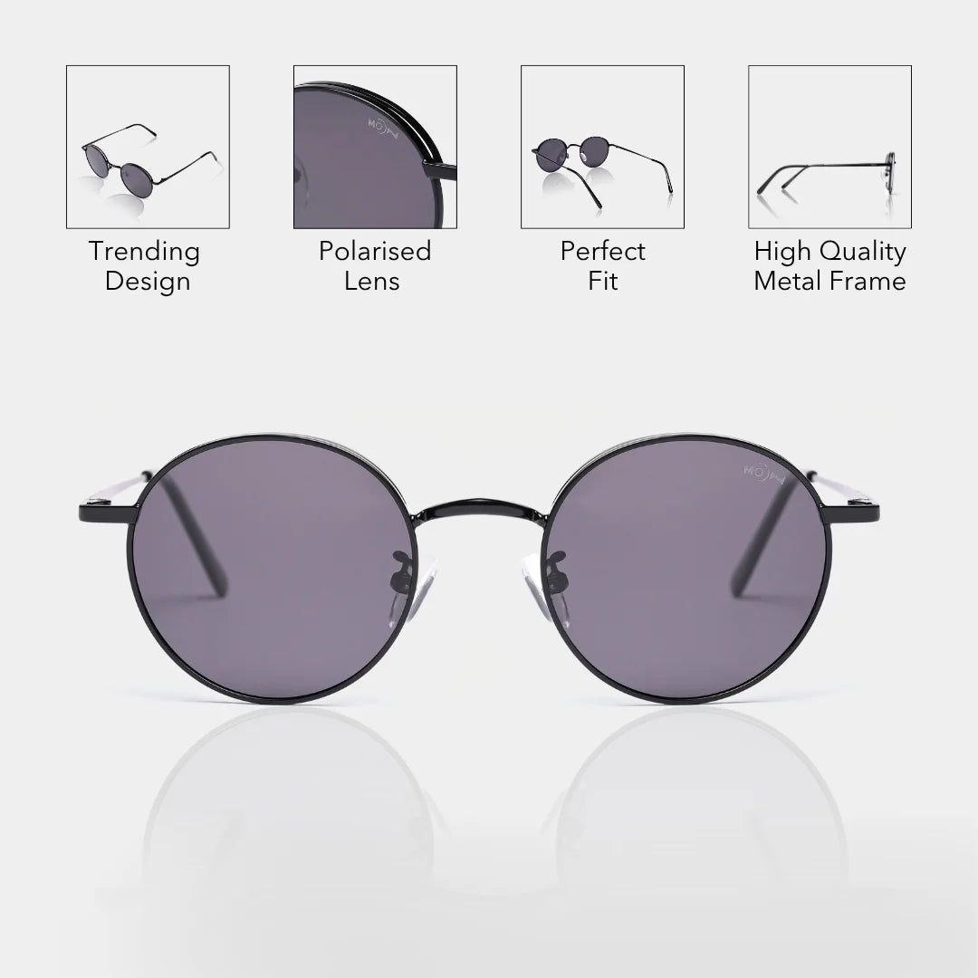 MOONX CLASSIC DIONE – Polarised Round Metal Sunglasses (Unisex)