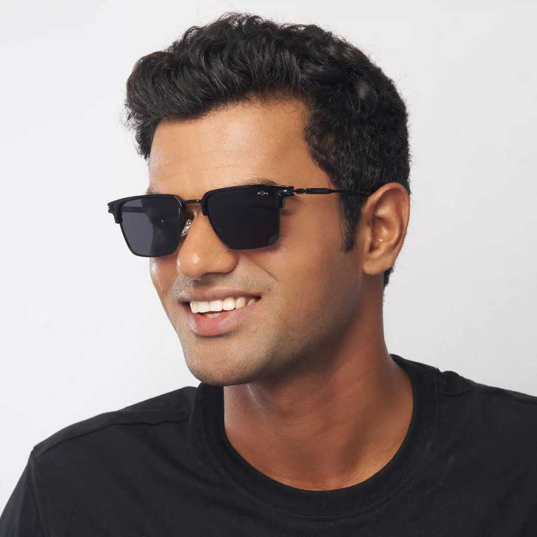 MOONX CLUB – Polarised Rectangular Metal Sunglasses (Unisex)