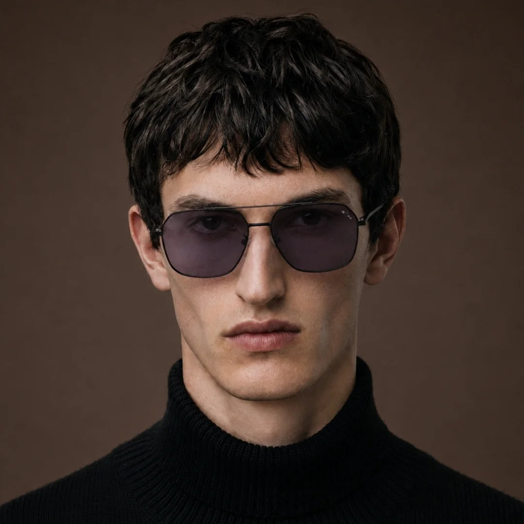 MOONX REFLECTOR S1 – Polarised Square Metal Frame Sunglasses (Unisex)