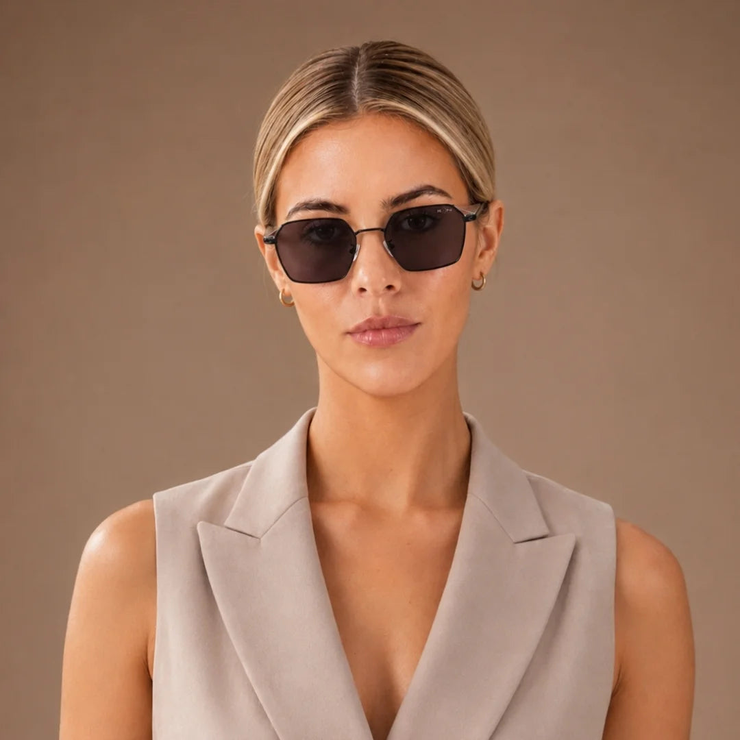 MOONX RISE S1 – UV400 Rectangular Metal Frame Sunglasses (Unisex)