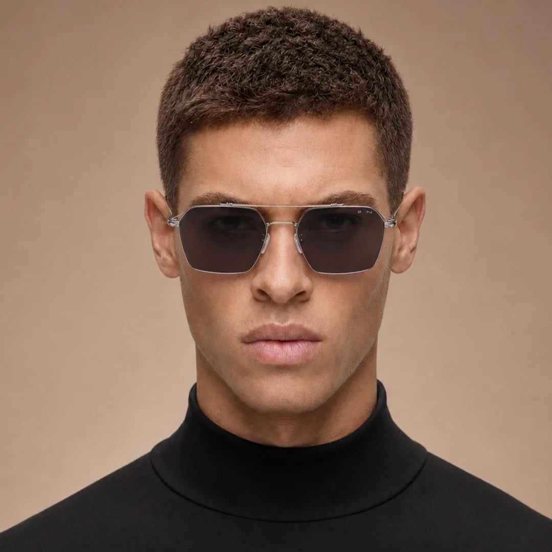 MOONX RISE S2 – UV400 Rectangular Metal Frame Sunglasses (Unisex)