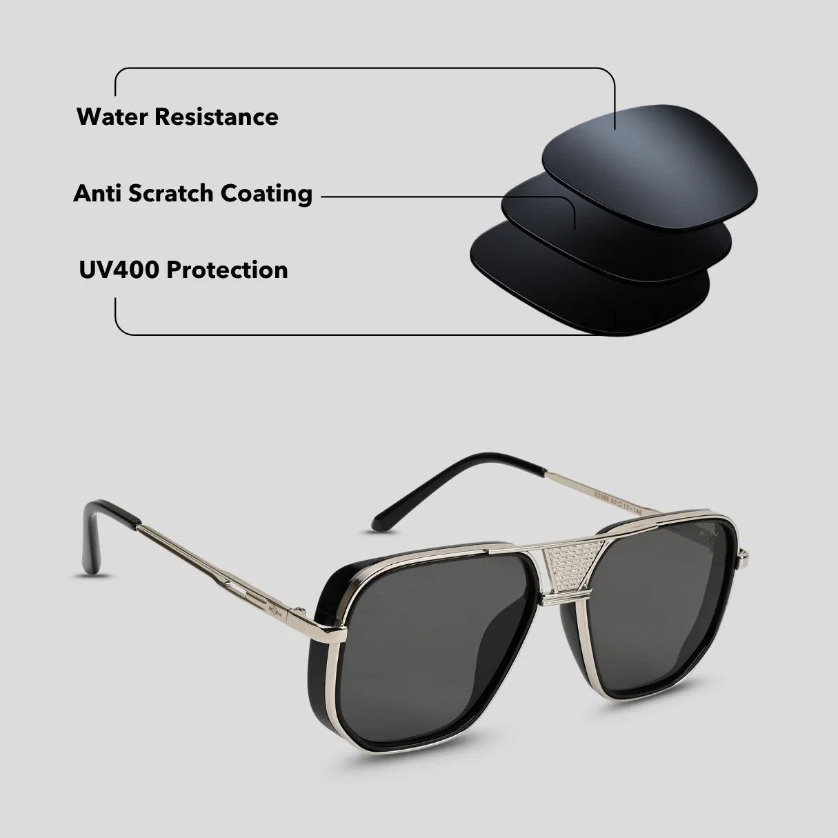 MOONX REAL NOVA S3 – UV400 Aviator Metal Frame Sunglasses (Unisex)