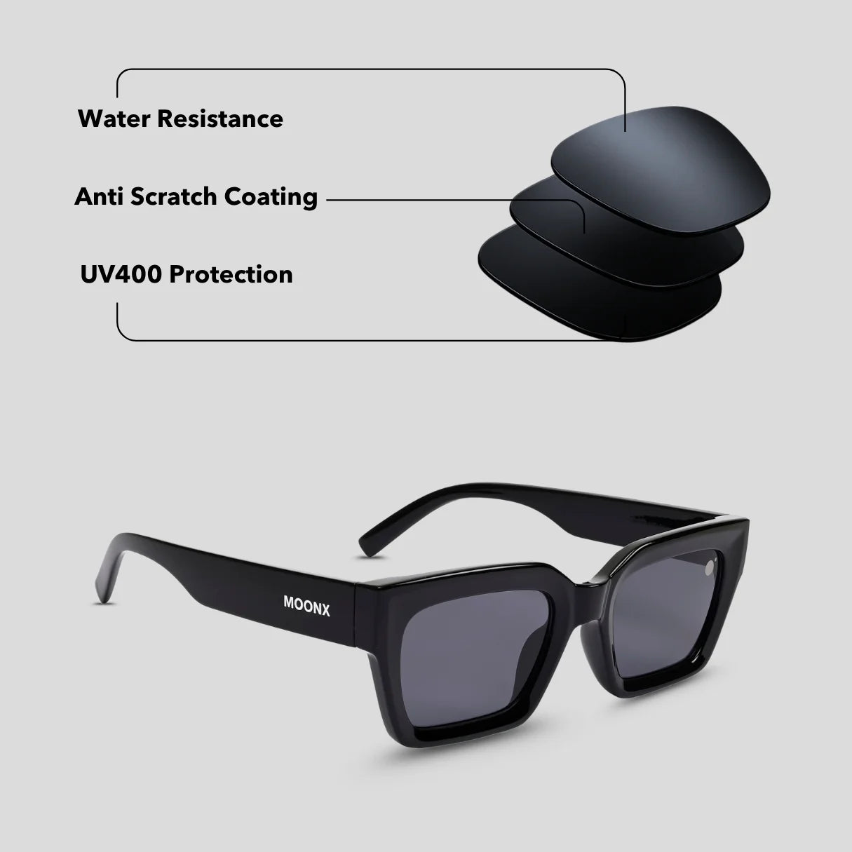 MOONX TREMOR – UV400 Modern Geometrical Sunglasses (Unisex)