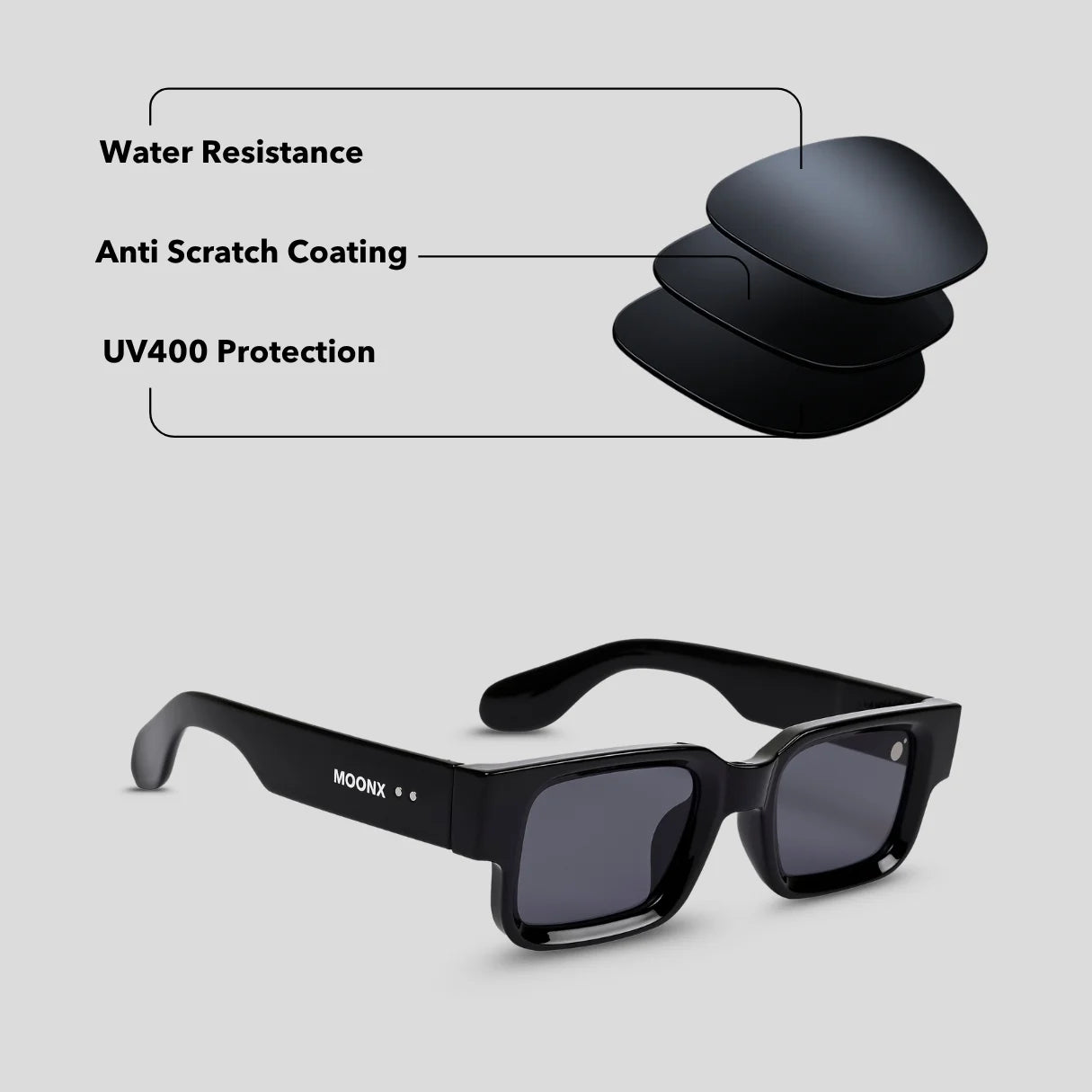 MOONX THE 1969 – UV400 Premium Luxury Rectangular Sunglasses (Unisex)
