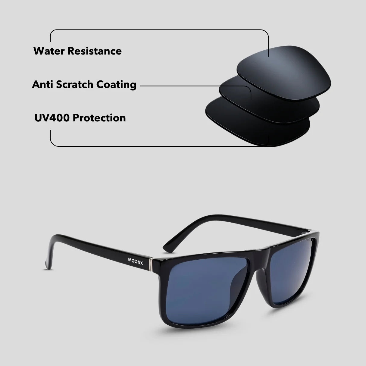 MOONX DAWN – UV400 Modern Rectangular Sunglasses (Unisex)