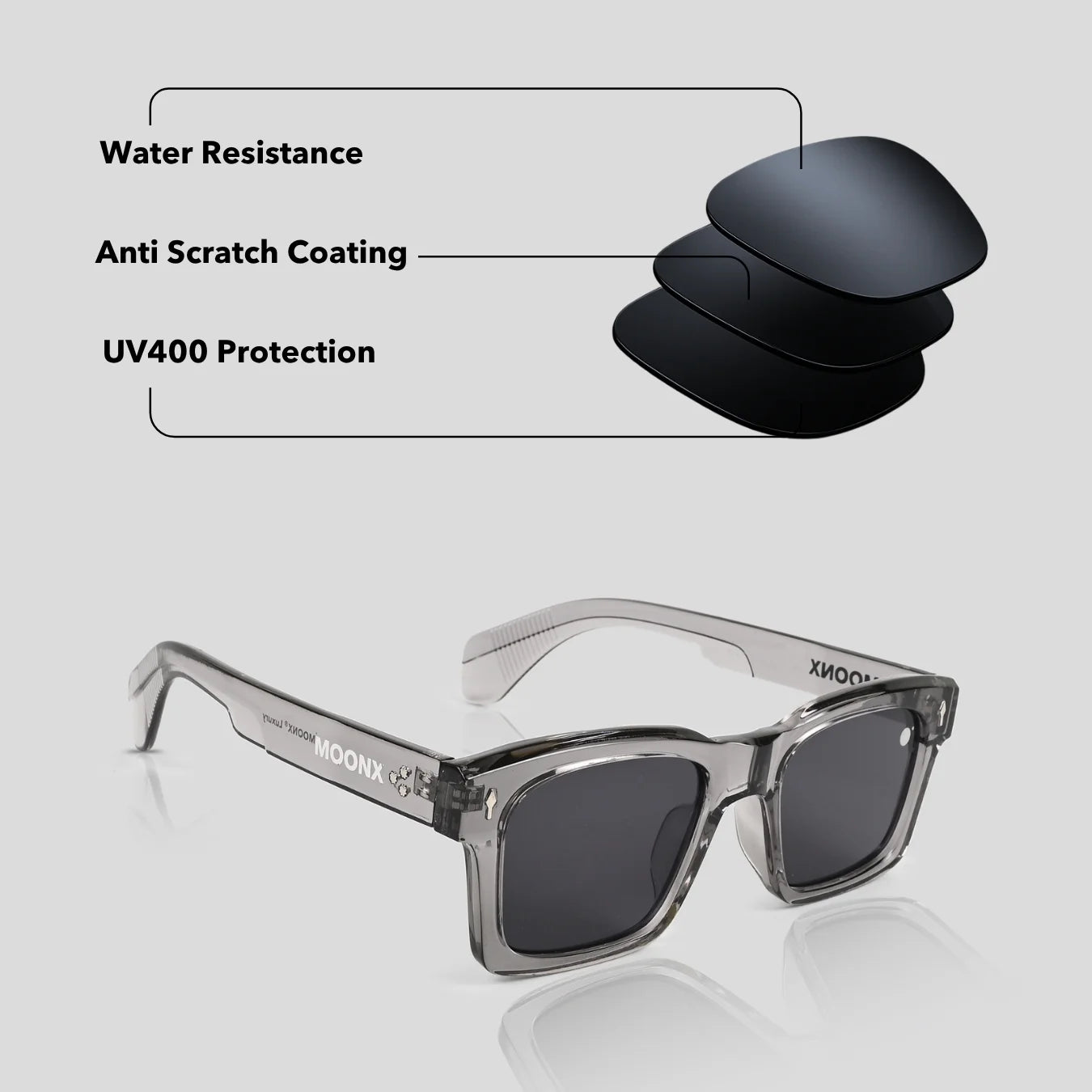 MOONX COSMIC S2 – UV400 Rectangular Sunglasses (Unisex)