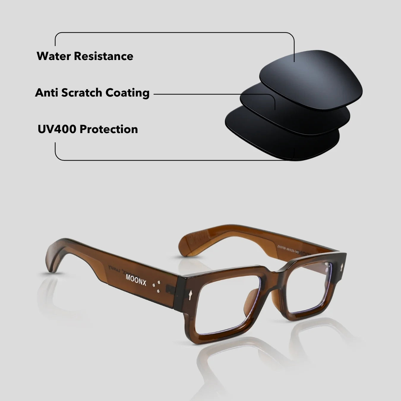 MOONX ATLAS S11 – UV400 Bold & Rectangular Sunglasses (Unisex)
