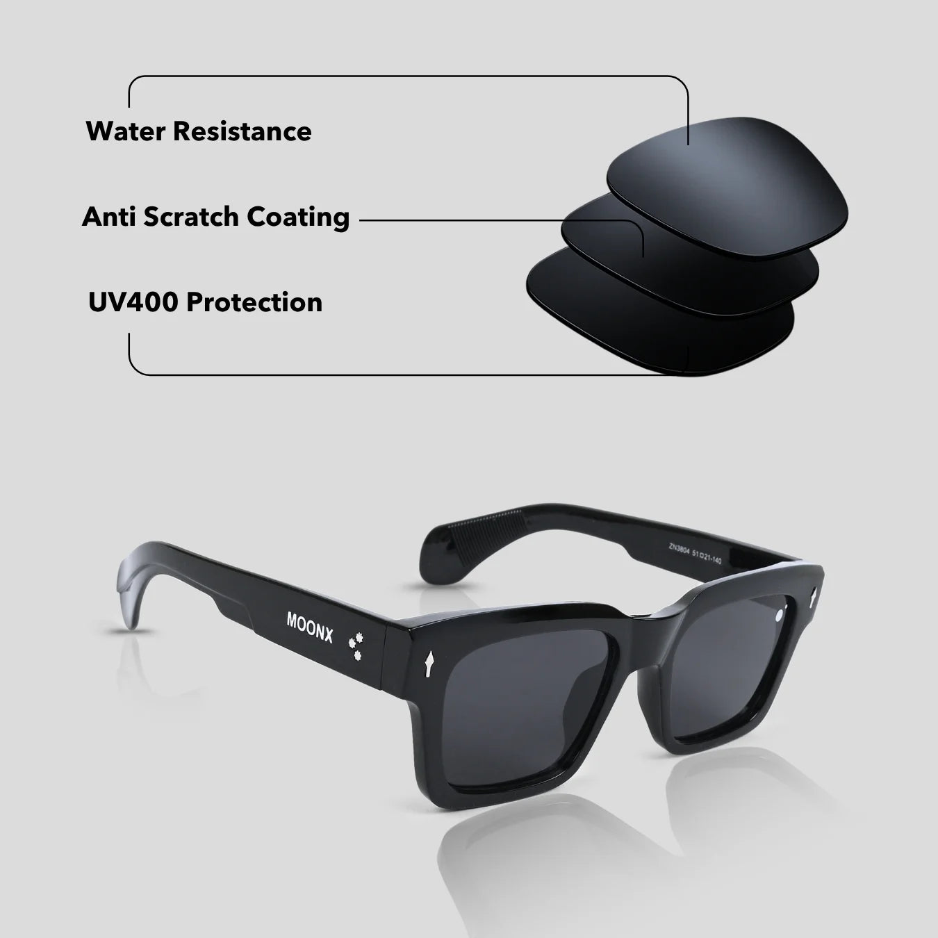 MOONX HYDRA S1 – UV400 Classic Wayfarer Glasses (Unisex)