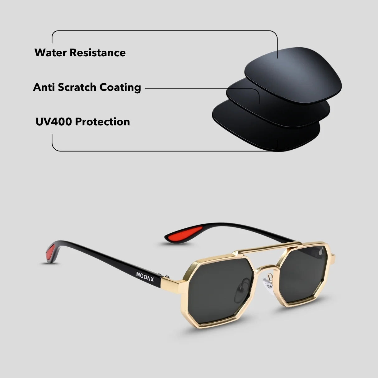 MOONX CLASSIC EDGE S2 – UV400 Modern Shape Sunglasses (Unisex)