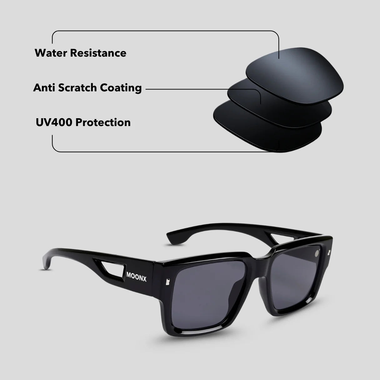MOONX PHOTON – UV400 Rectangular Sunglasses (Unisex)