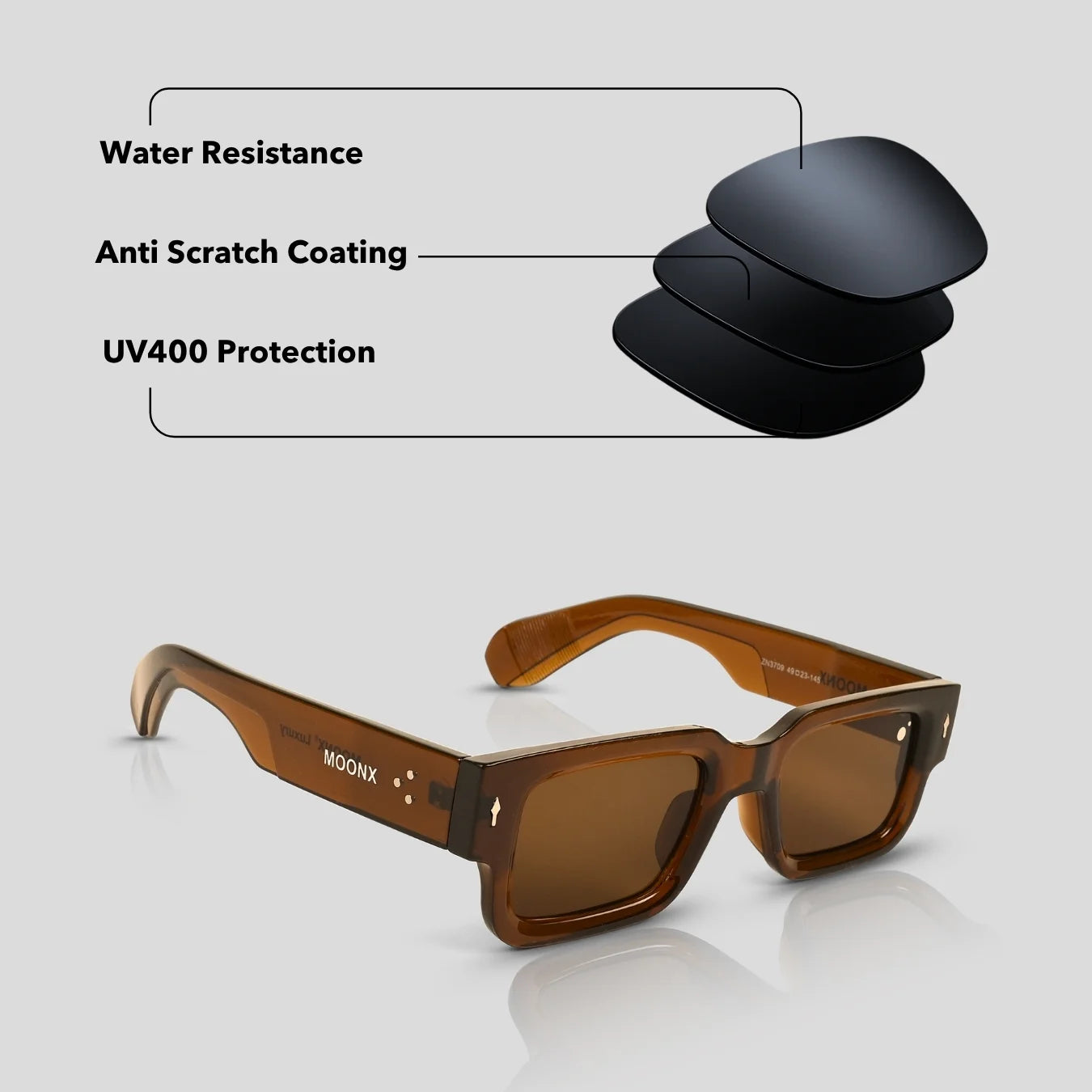MOONX ATLAS S6 – UV400 Bold & Rectangular Sunglasses (Unisex)