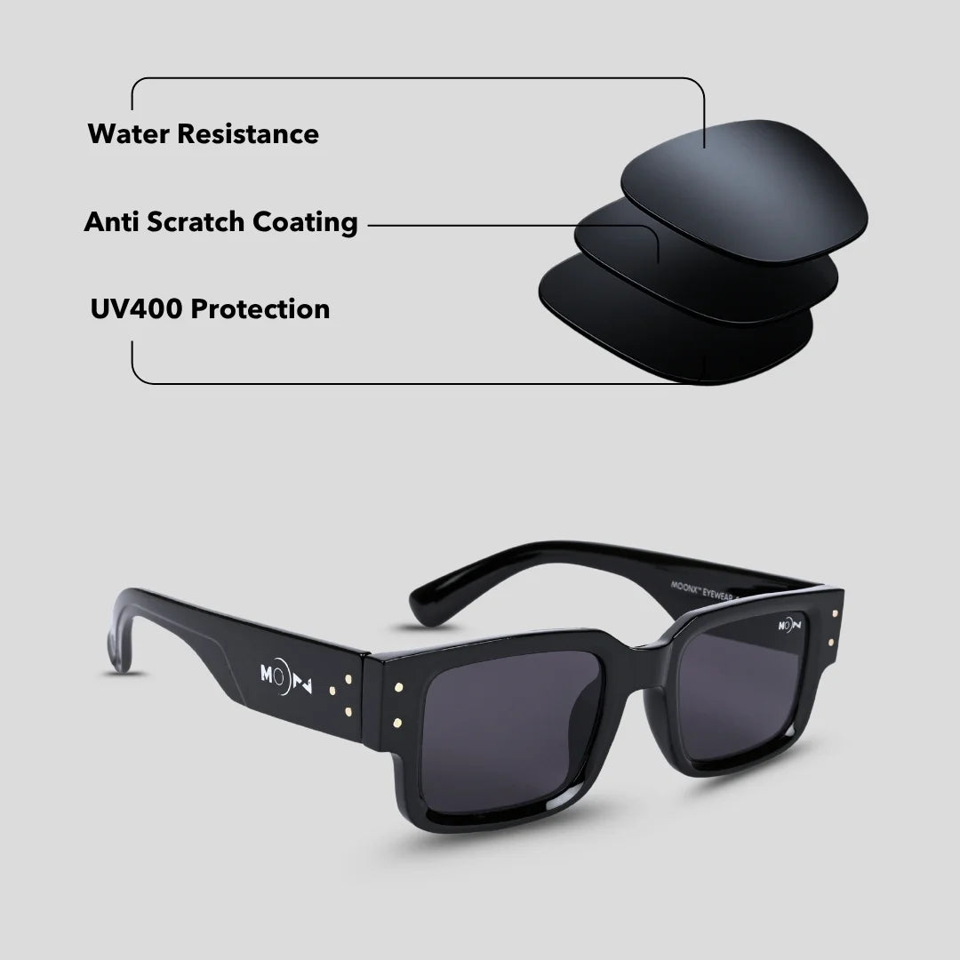 MOONX CLASSIC ICON - UV400 Rectangular Sunglasses (Unisex)