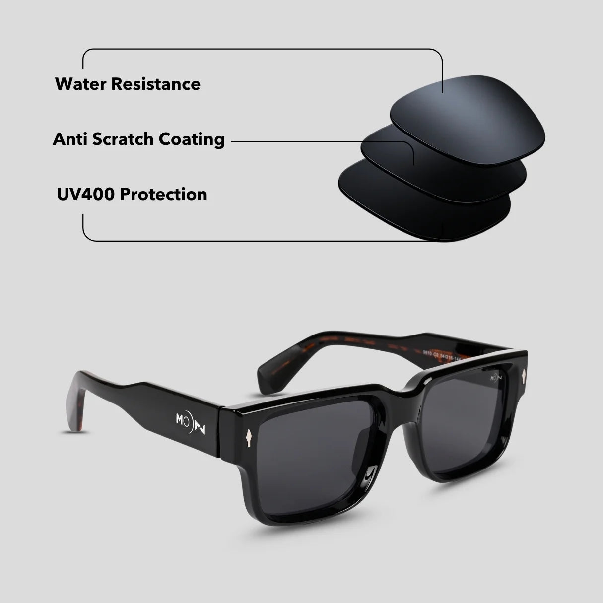 MOONX SUPERMOON S1 – UV400 Rectangular Frame Sunglasses (Unisex)