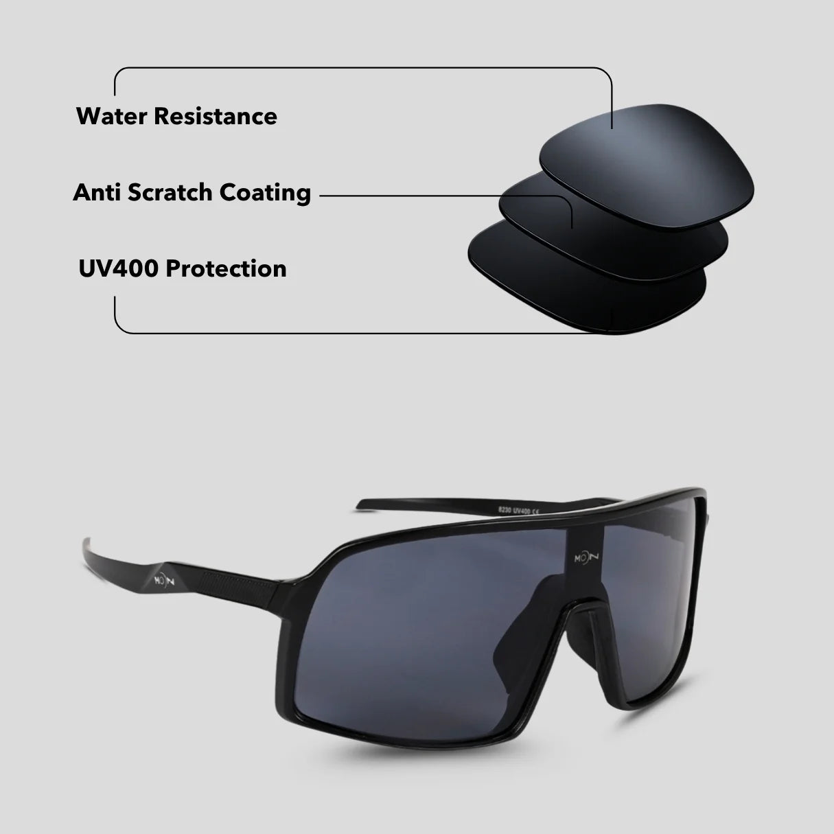 MOONX X-HERO S1 – UV400 Sports and Biking Sunglasses (Unisex)