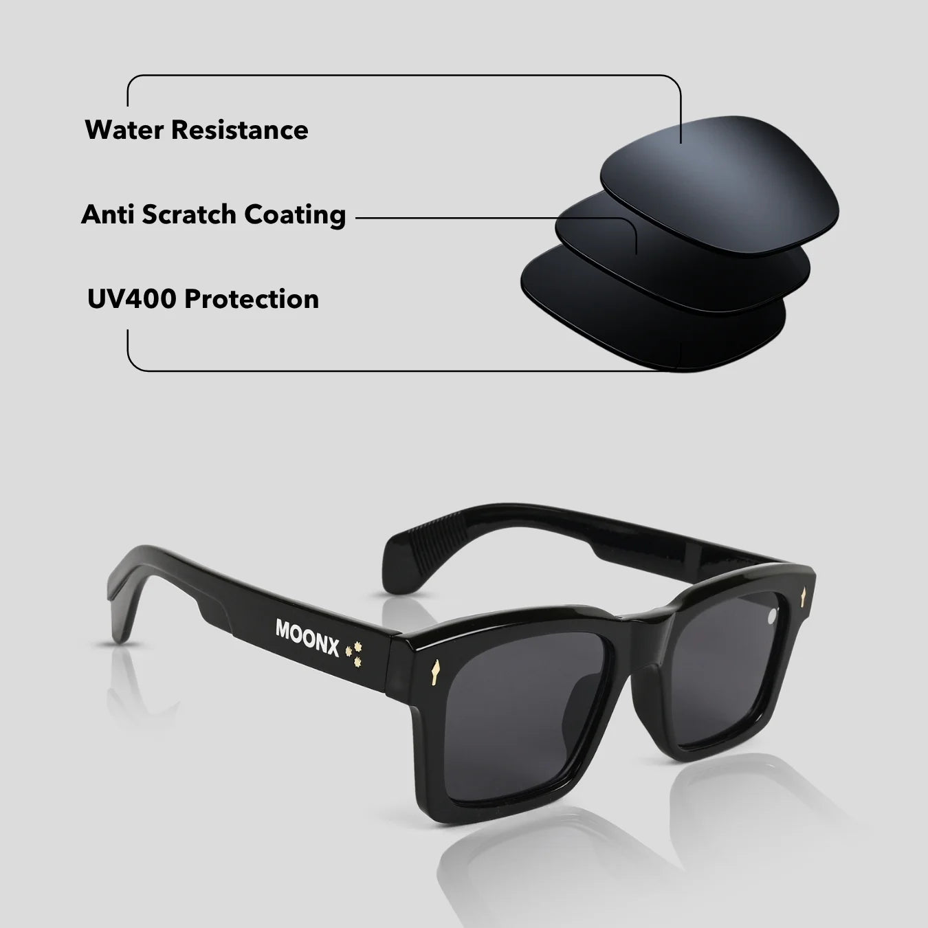 MOONX COSMIC S1 – UV400 Rectangular Sunglasses (Unisex)
