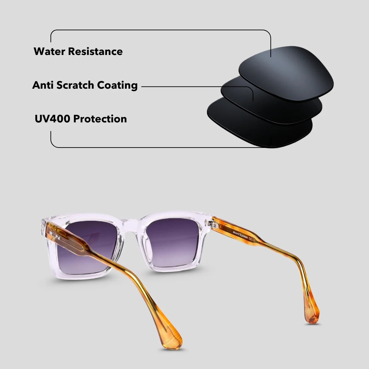 MOONX STELLERS S2 – UV400 Rectangular Sunglasses (Unisex)
