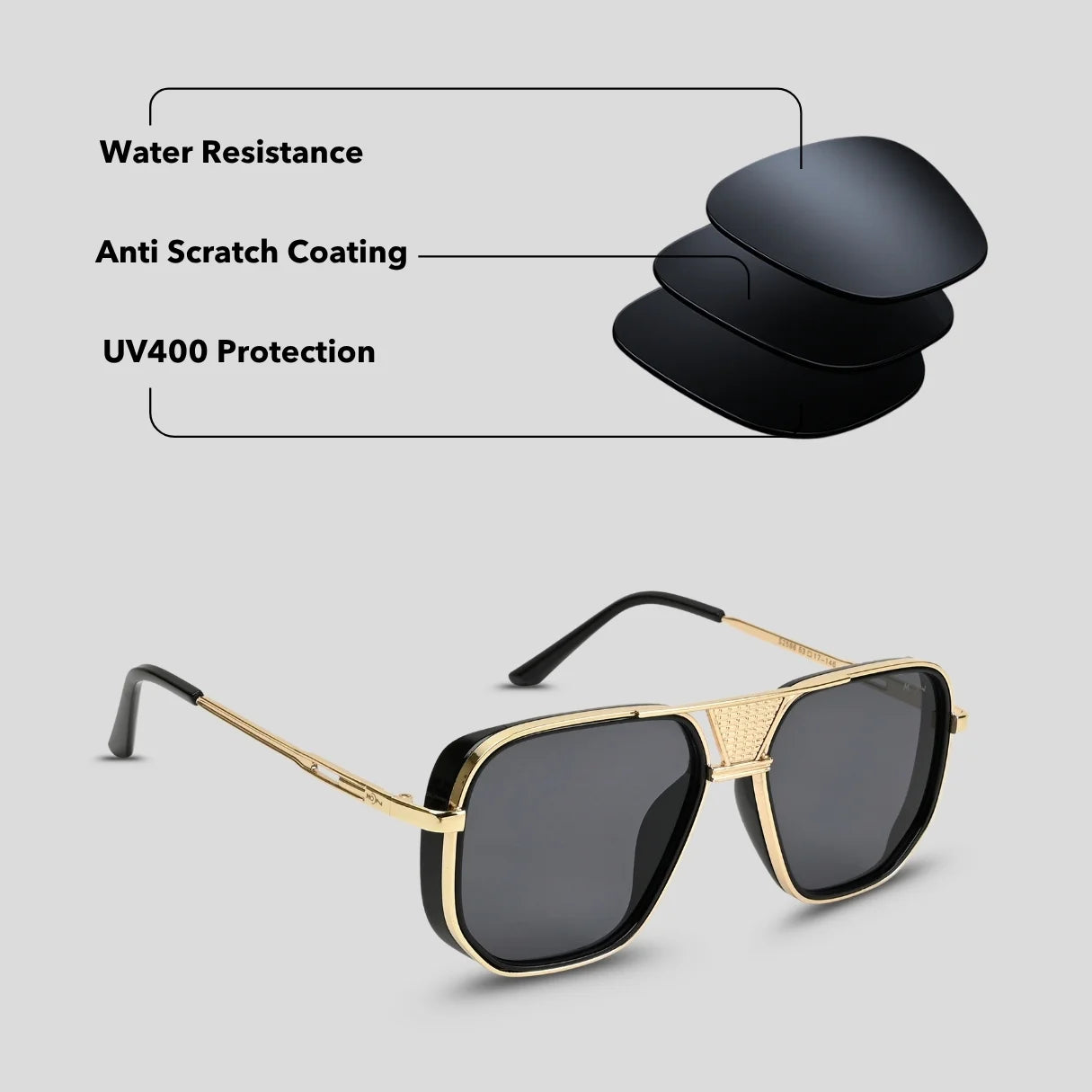 MOONX REAL NOVA S2 – UV400 Aviator Metal Frame Sunglasses (Unisex)