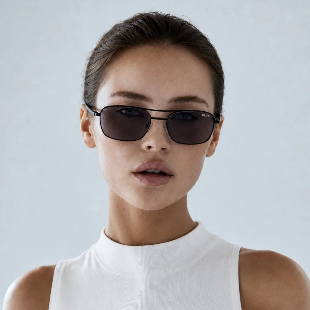MOONX Z-AUTONOE S1 – UV400 Rectangular Metal Frame Sunglasses (Unisex)