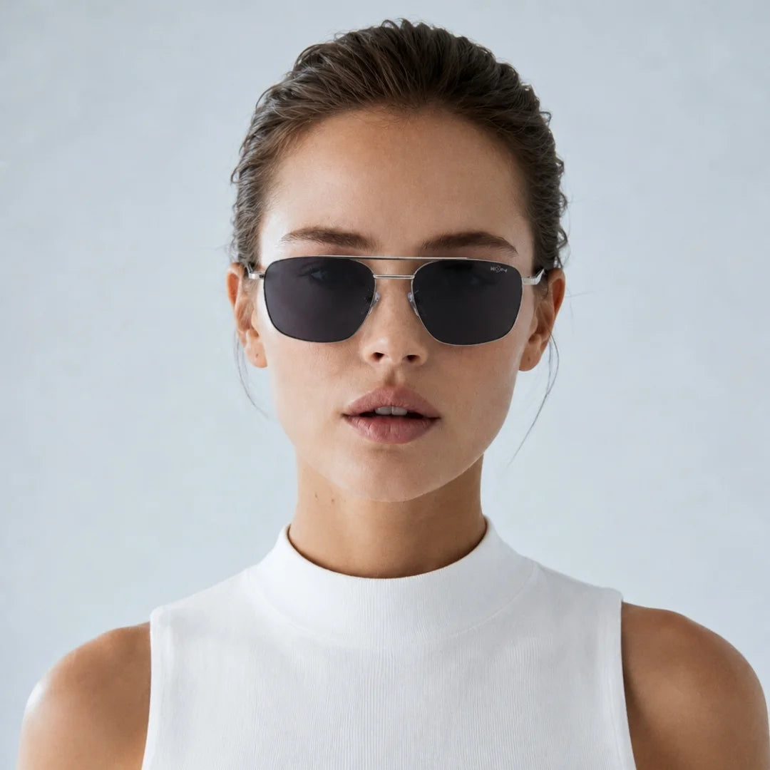 MOONX Z-AUTONOE S2 – UV400 Rectangular Metal Frame Sunglasses (Unisex)