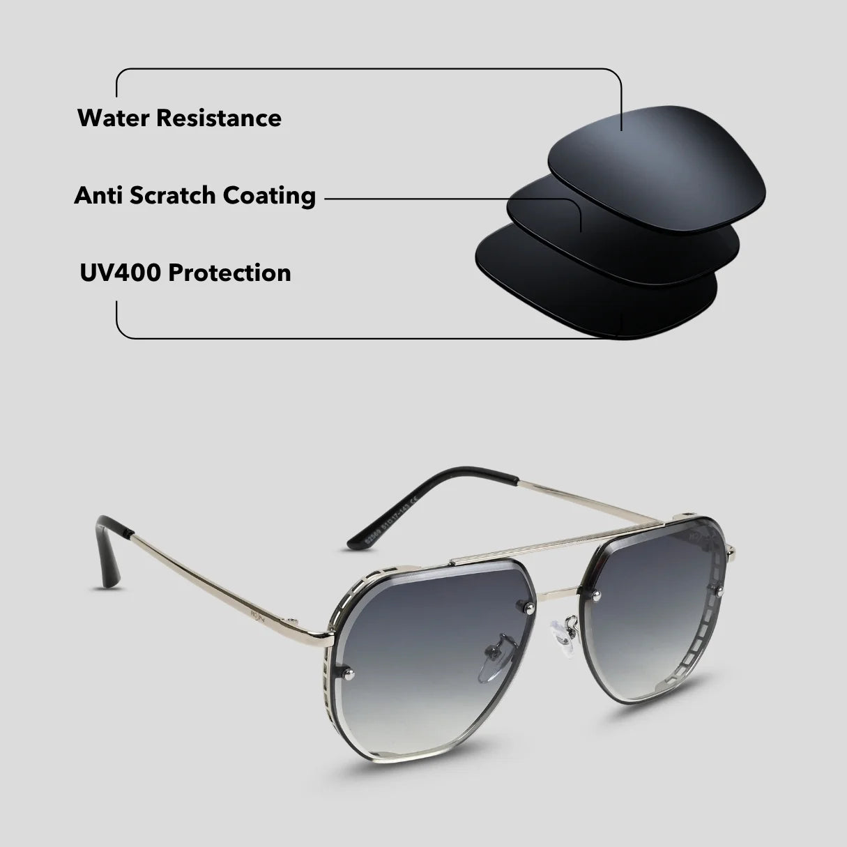 MOONX MAJOR S3 (EXCLUSIVE) – UV400 Aviator Metal Frame Sunglasses (Unisex)