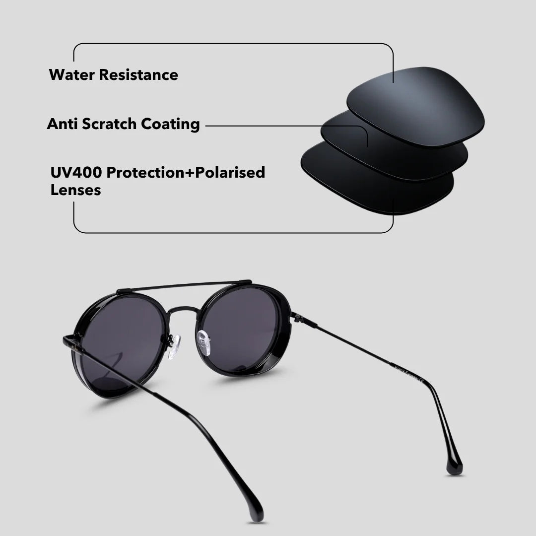 MOONX CLASSIC ROUND – Polarised Round Metal Frame Sunglasses (Unisex)
