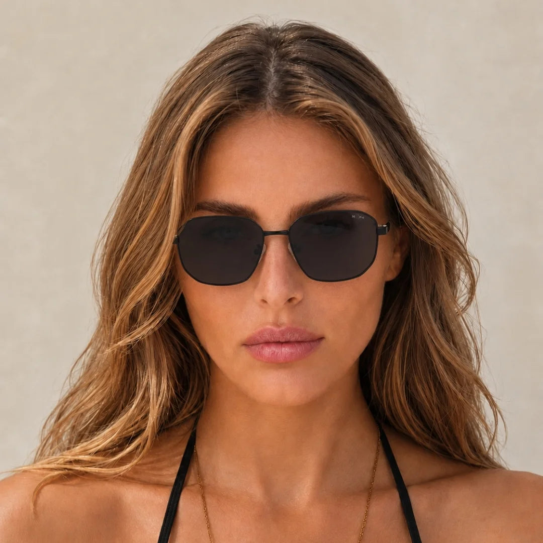 MOONX BRONZ – Polarised Square Metal Frame Sunglasses (Unisex)