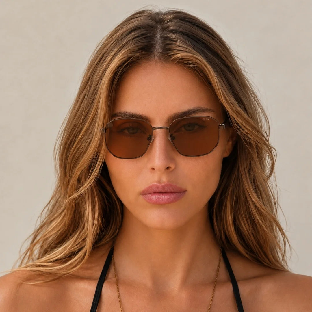 MOONX BRONZ S1 – Polarised Square Metal Frame Sunglasses (Unisex)