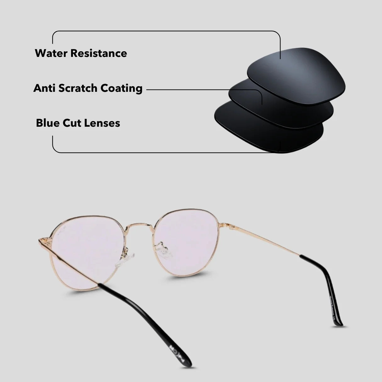 MOONX PHILO (Anti‑Blue) – Round Metal Blue‑Light‑Blocking Glasses (Unisex)