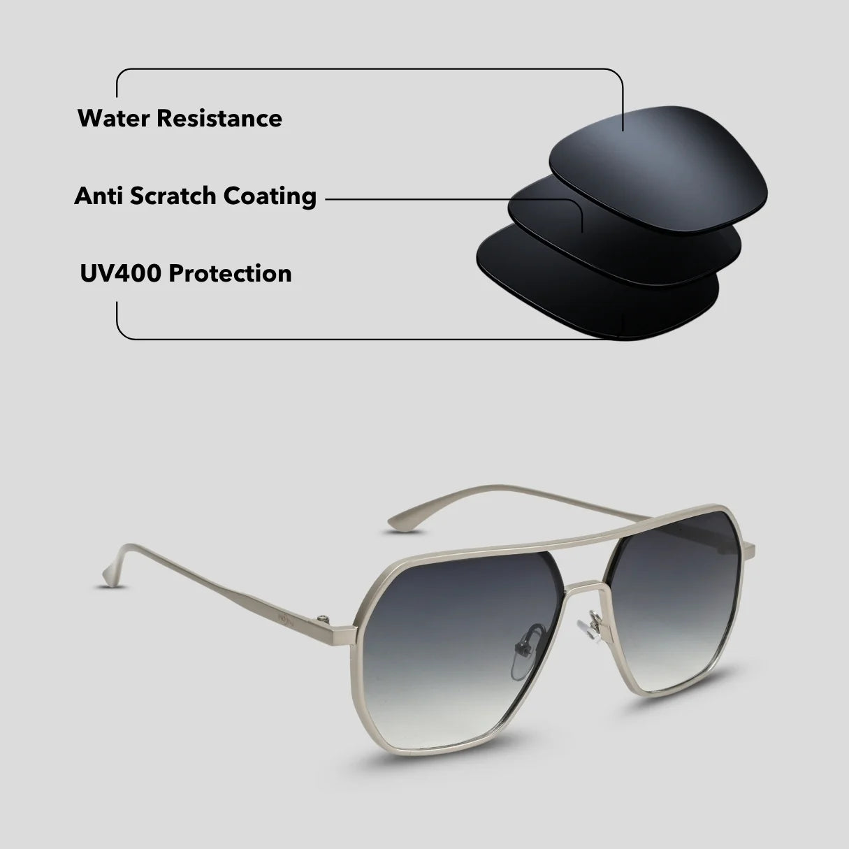 MOONX THYONE S4 – UV400 Aviator Metal Frame Sunglasses (Unisex, Trending)