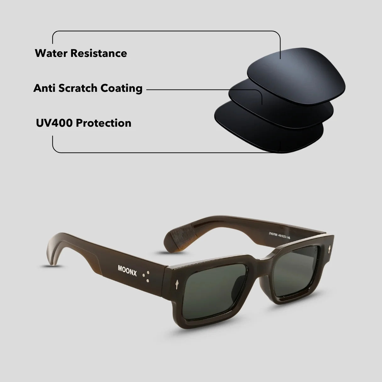 MOONX ATLAS S4 – UV400 Bold & Rectangular Sunglasses (Unisex)